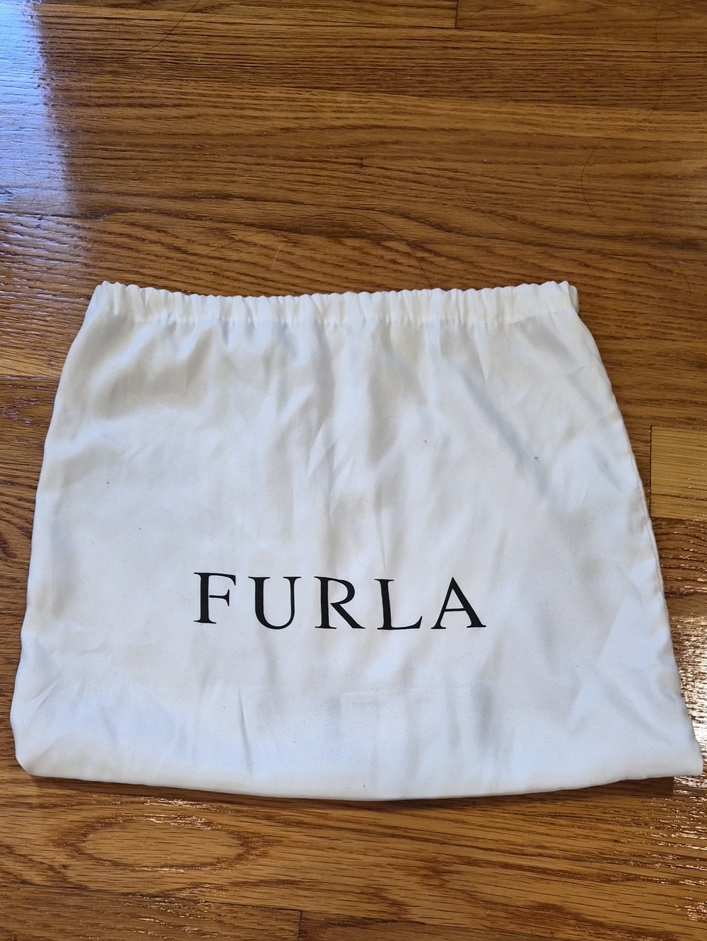 Furla White Drawstring Dust Pouch with Black Logo